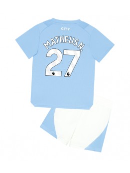 Manchester City Matheus Nunes #27 Replika Hemmakläder Barn 2023-24 Kortärmad (+ byxor)
